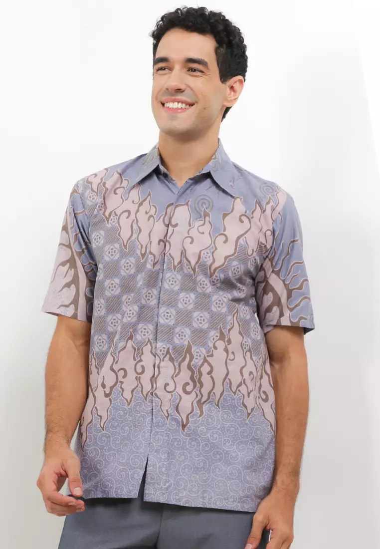 Seroja Kemeja Batik Premium Pria Casual Modern Lengan Pendek