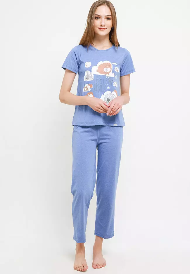 Pyjama Short Sleeve Long Pants Sleepwear