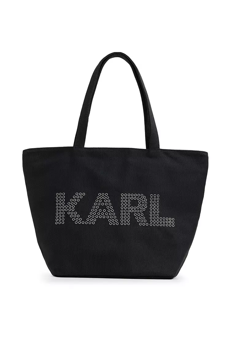 Karl Lagerfeld Cannes Canvas Tote - Black Silver