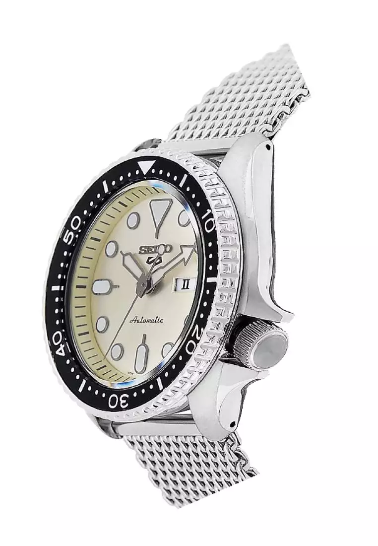 Jam Tangan Pria Seiko 5 Sports Original Garansi Resmi SRPE75K1 Strap Stainless Steel Silver Mesh Bracelet