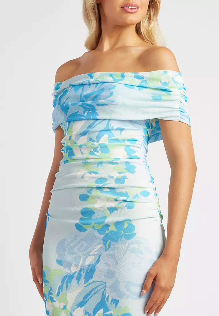 Jersey Off Shoulder Floral Dress