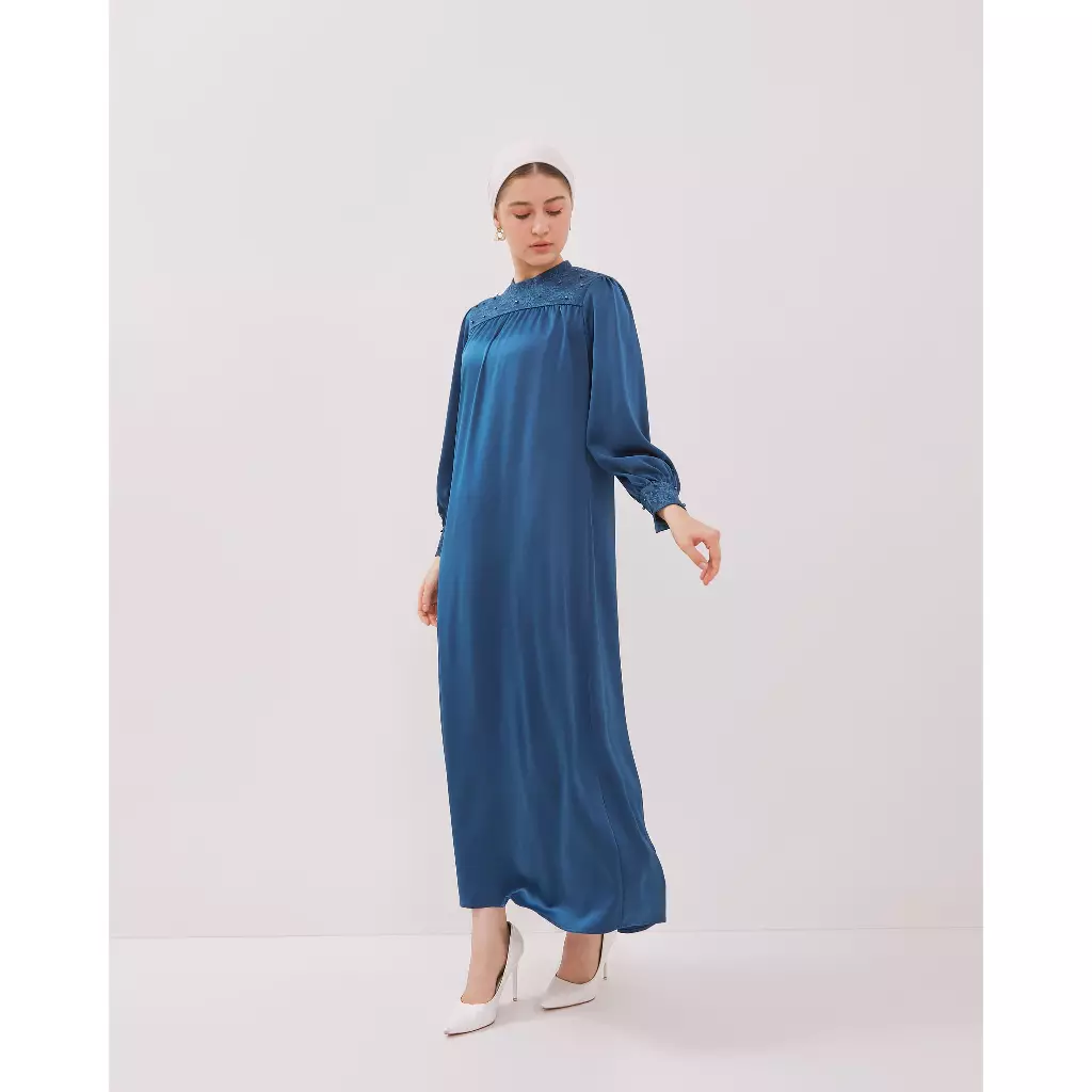 Urban Exchange Gamis Catrine Blue - Long Dress Abaya Biru Muslimah Lebaran