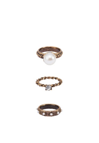 三入復古風珍珠戒指組, 飾品配件, esprit 高雄飾品配件