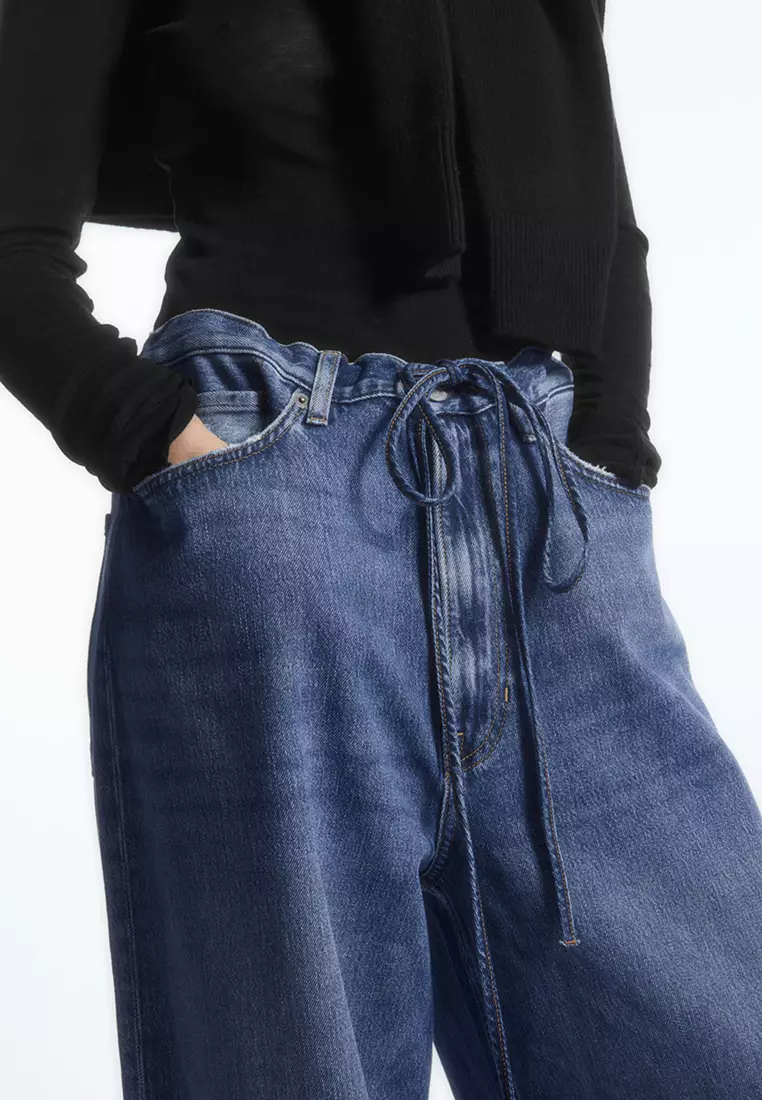 Buy COS Wide-Leg Drawstring Denim Trousers in Navy 2024 Online