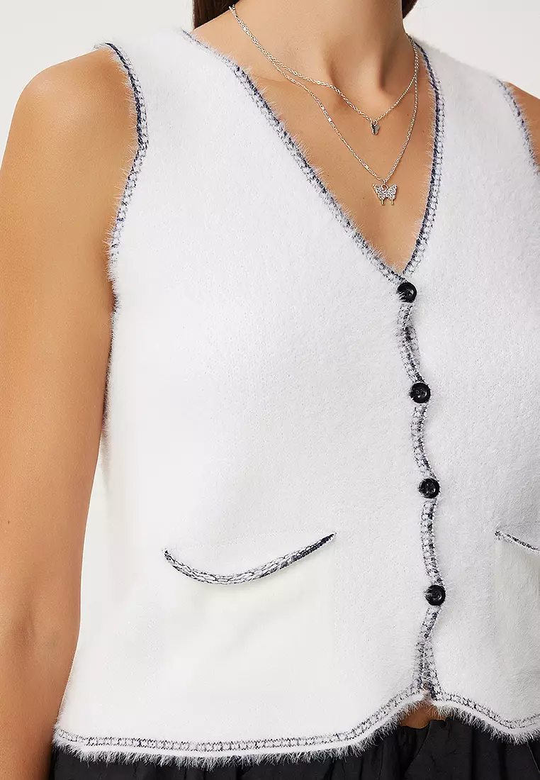 Buttoned Waistcoat with Contrast Seams