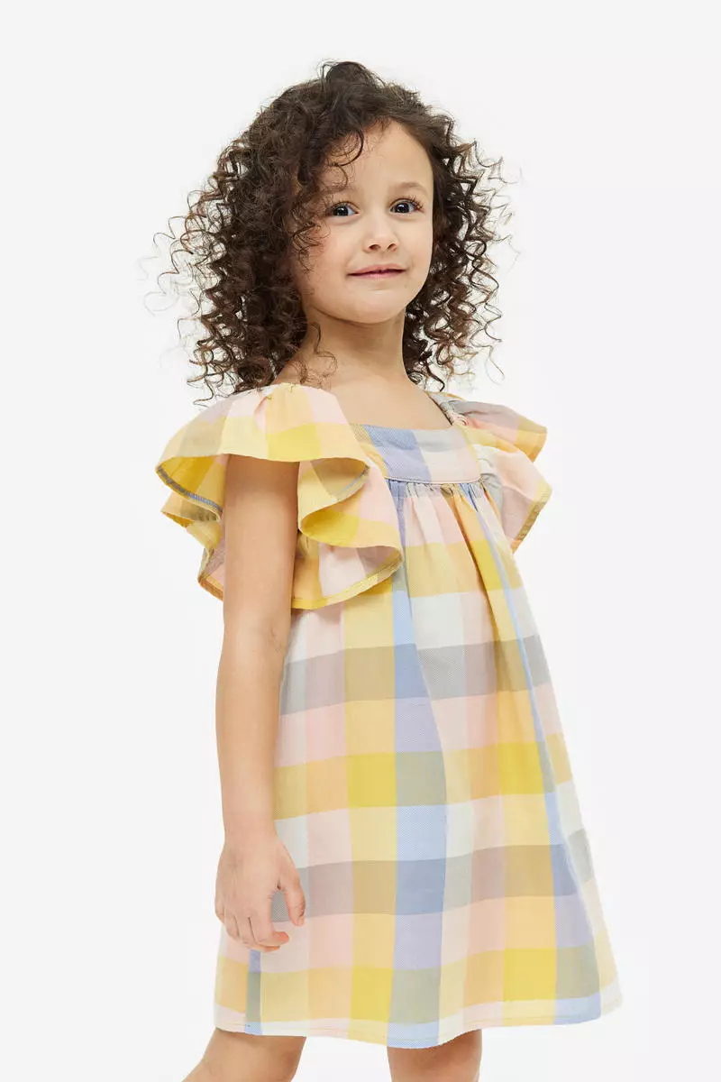 Girls yellow gingham dress discount