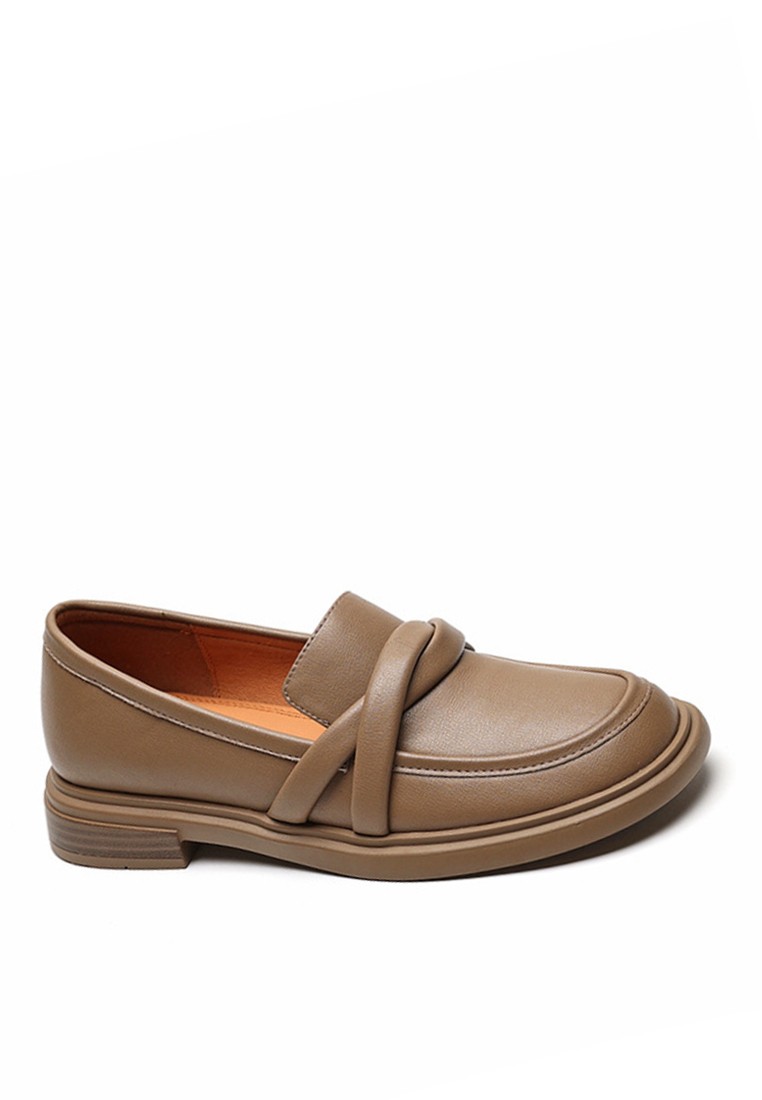 VANSA Vintage Cow Leather Round Toe Loafers VSW-F021256-1