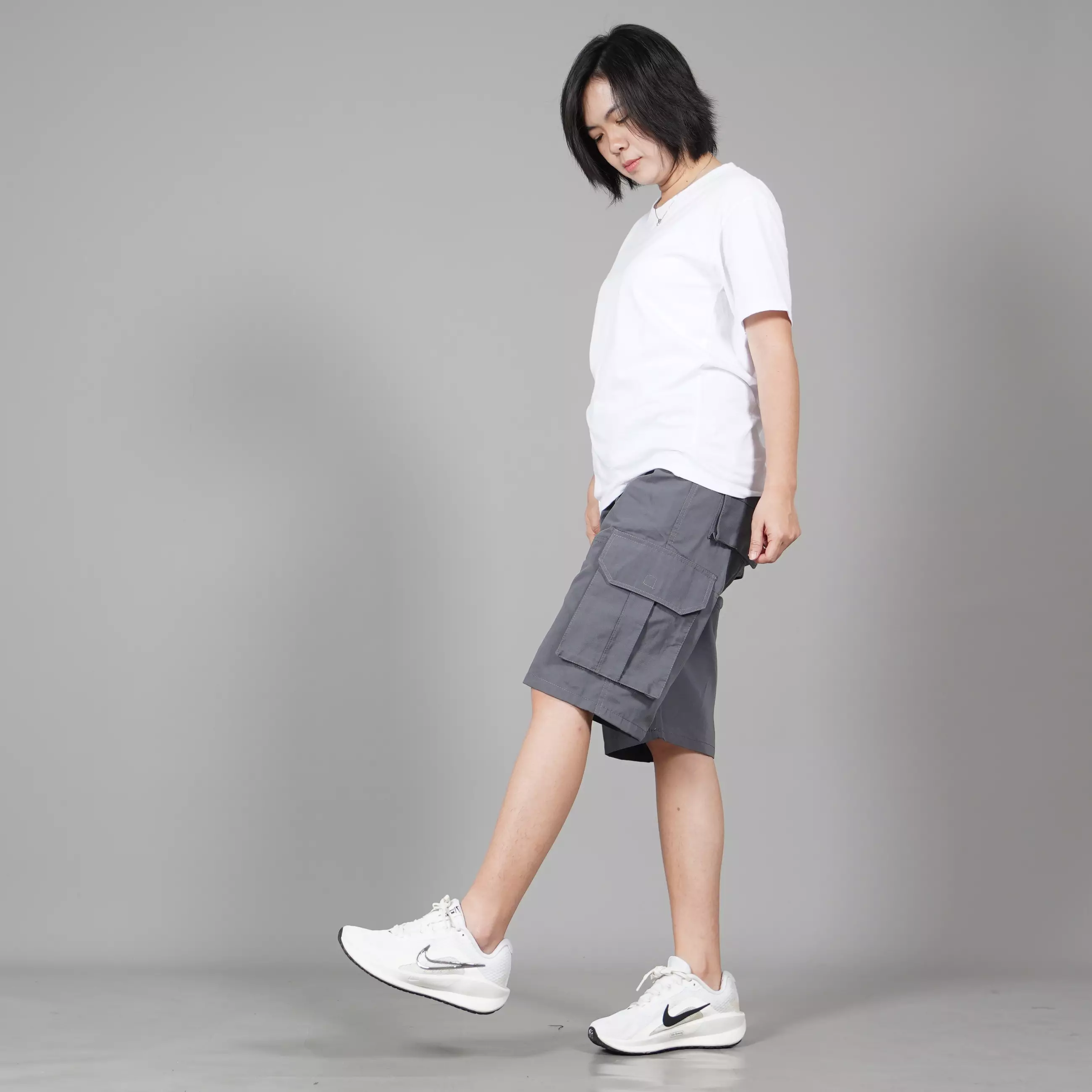  CHARLEY Celana Cargo Pendek Wanita Cargo Pants Wanita - ABU