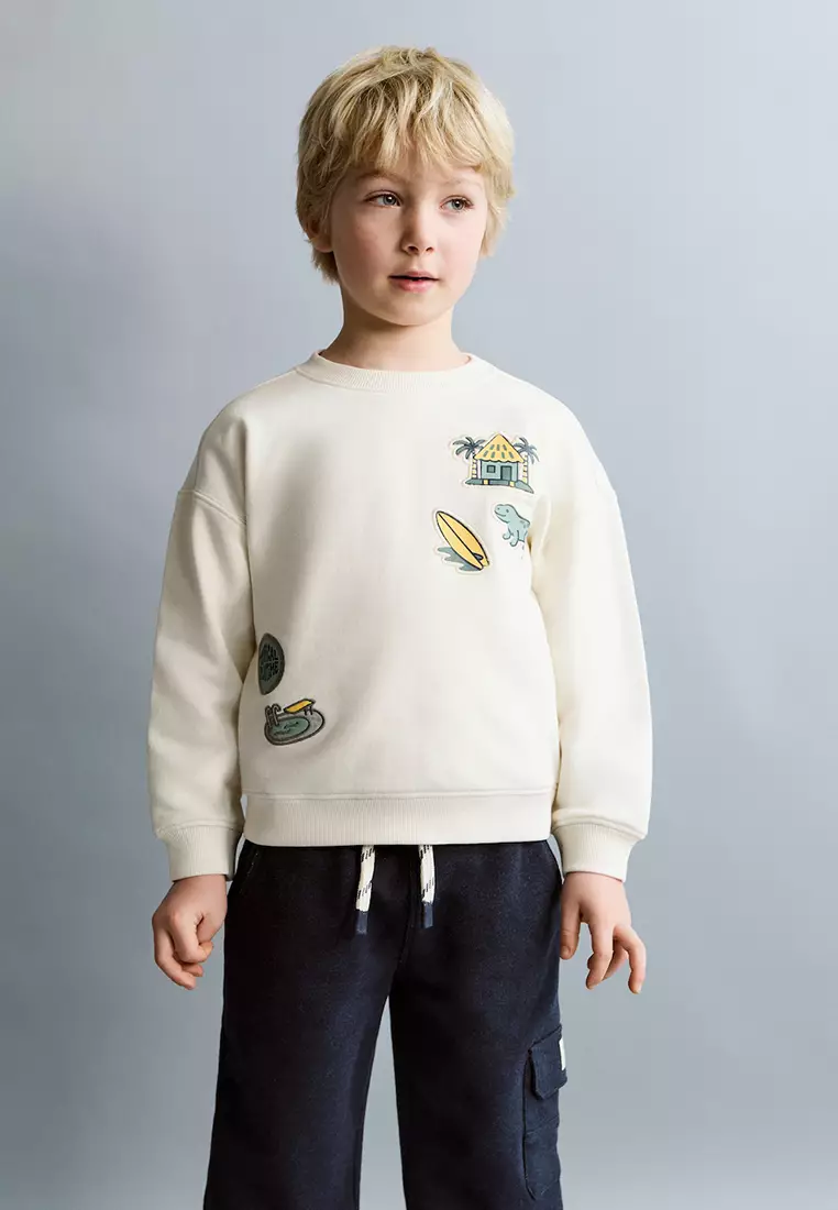 Sweatshirt with Embroidered Patches