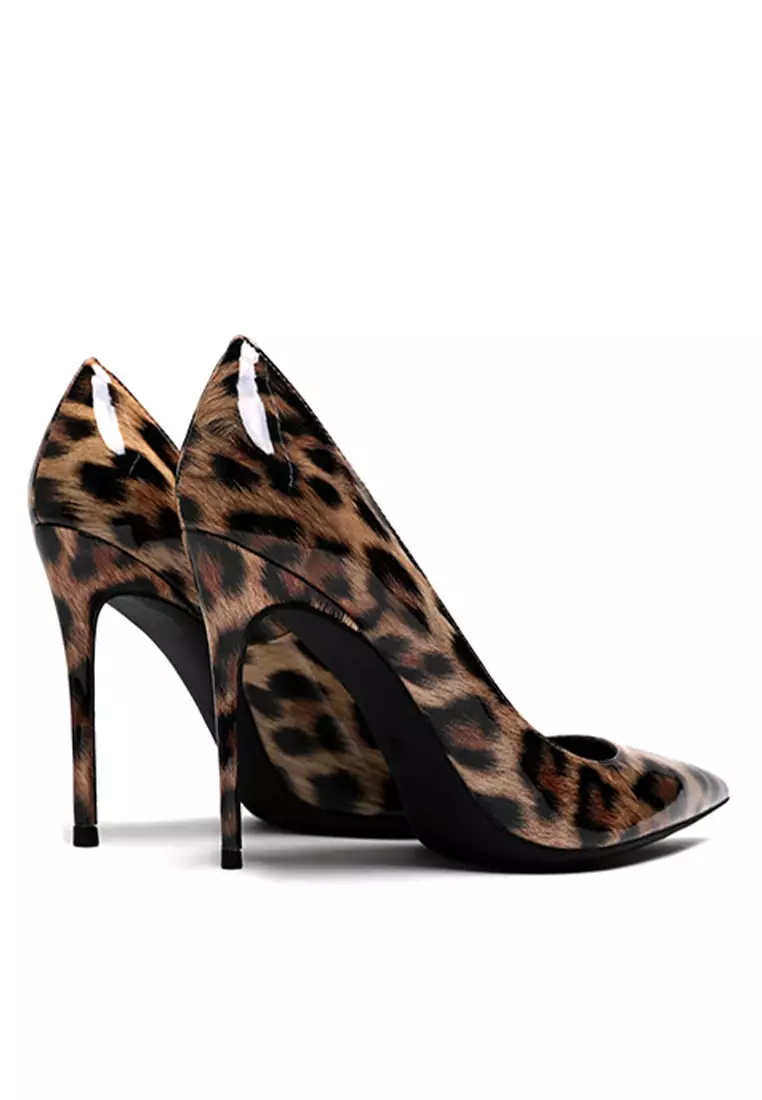 10CM Leopard Patent Pointed High Heel Shoes HZL210