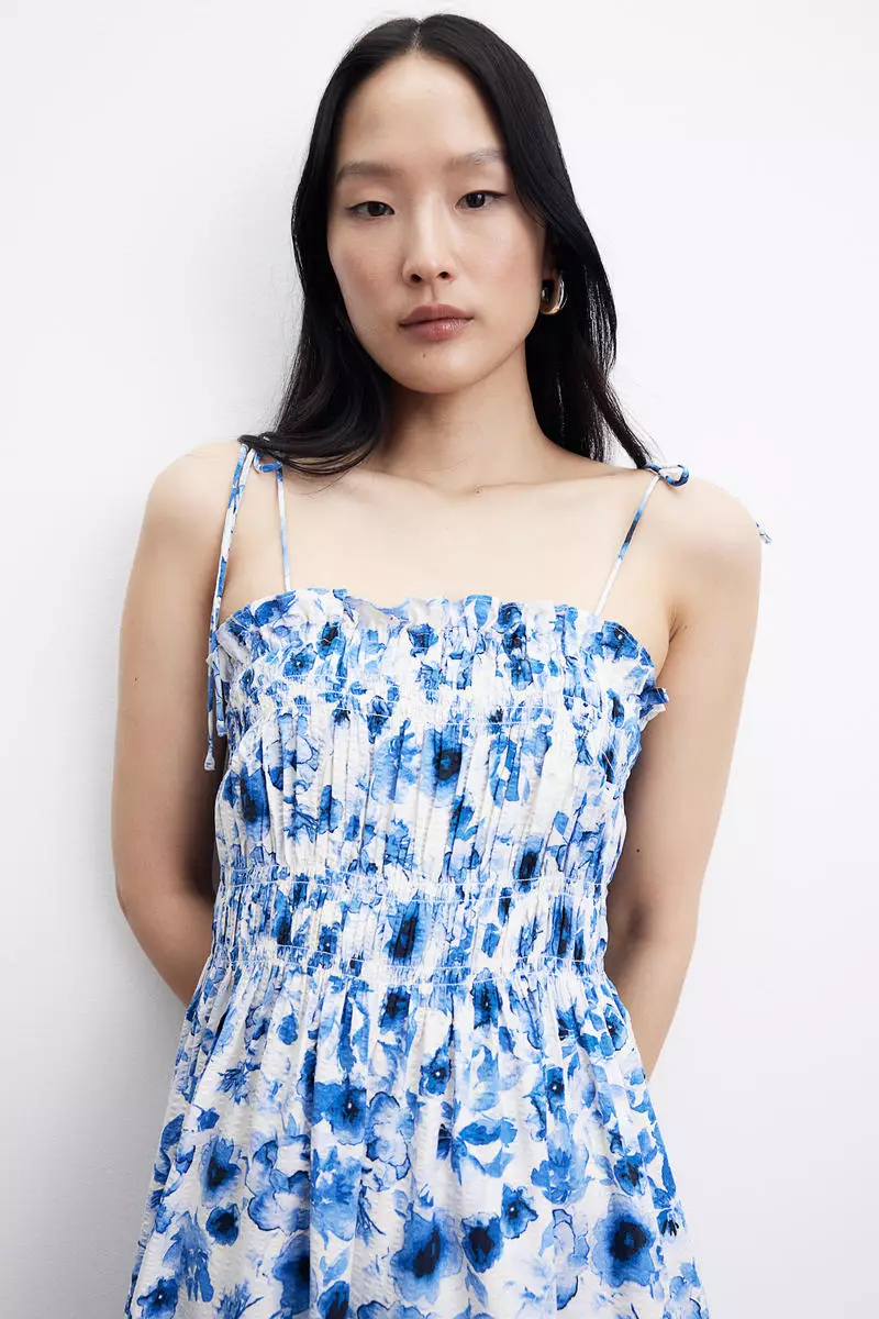 Smocked-detail dress