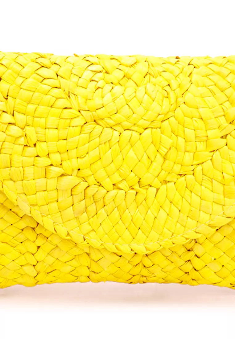 Tas Genggam Tali Jerami Warna Kuning