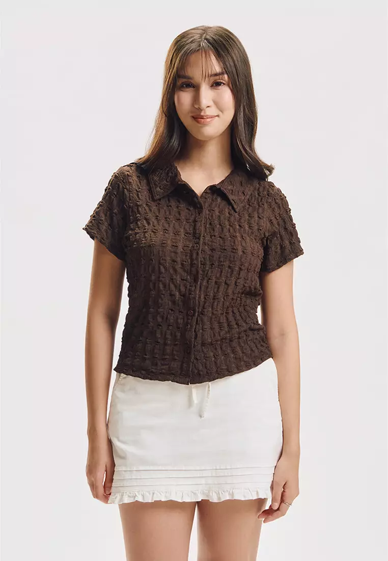 Textured Semi-Cropped Polo