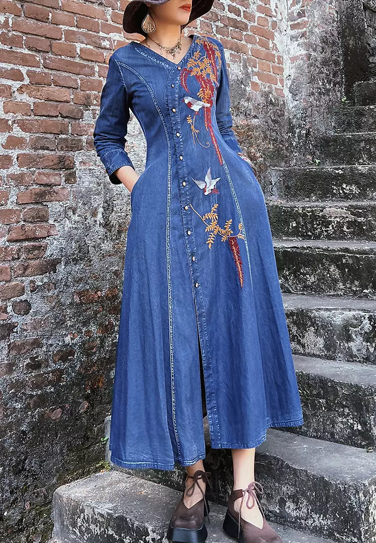 Denim dress and cardigan discount