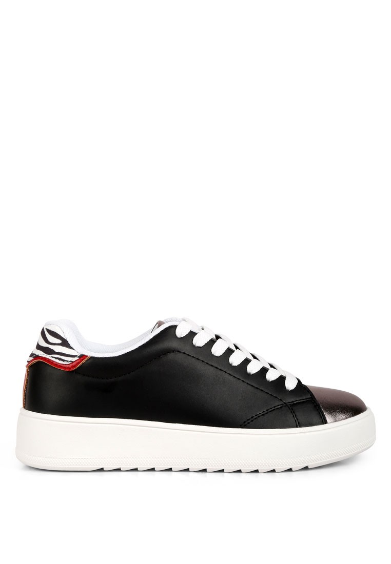 Black & Pewter gold Metallic Accent Sneakers