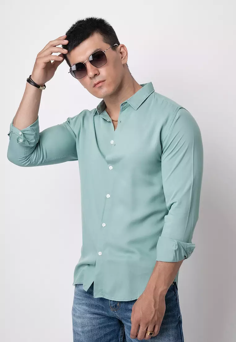 Viscose Viking Blue Casual Shirt