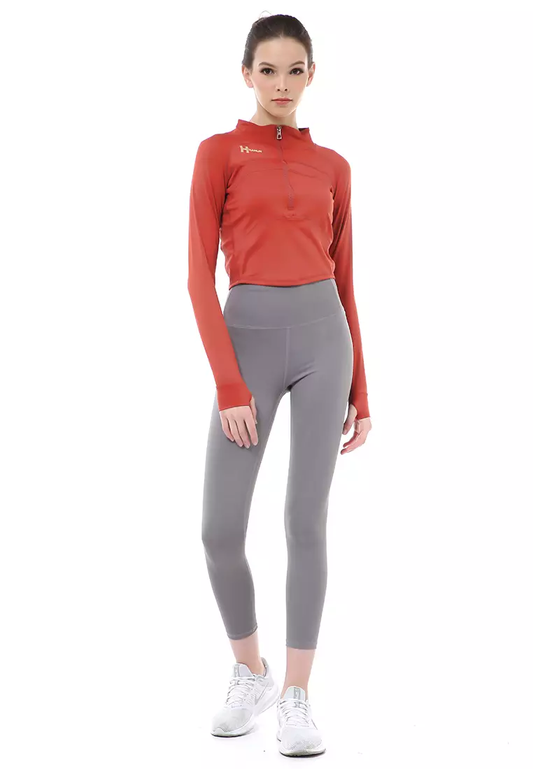 Mikayla Baju Olahraga Wanita Lengan Panjang Sportywear Model Risleting Material Nylon ORIGINAL - Brick