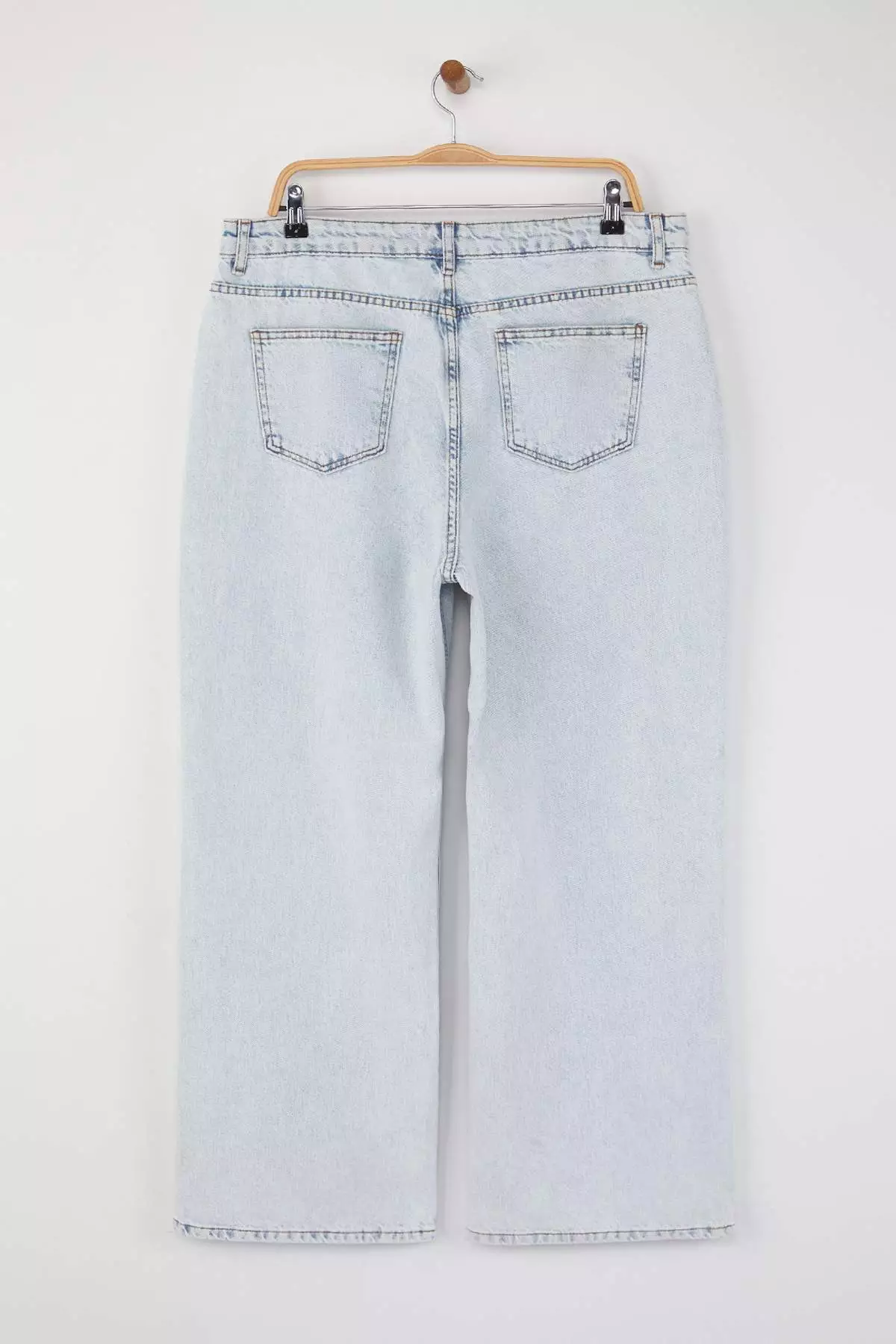 Ice Blue High Waist Wide Leg Denim Plus Size Jeans