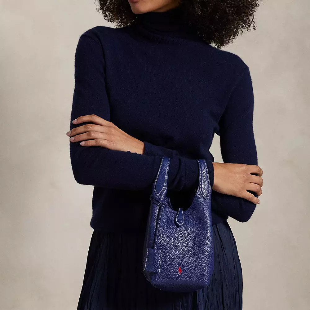 Polo Play Leather Small Tote and Crossbody Ink