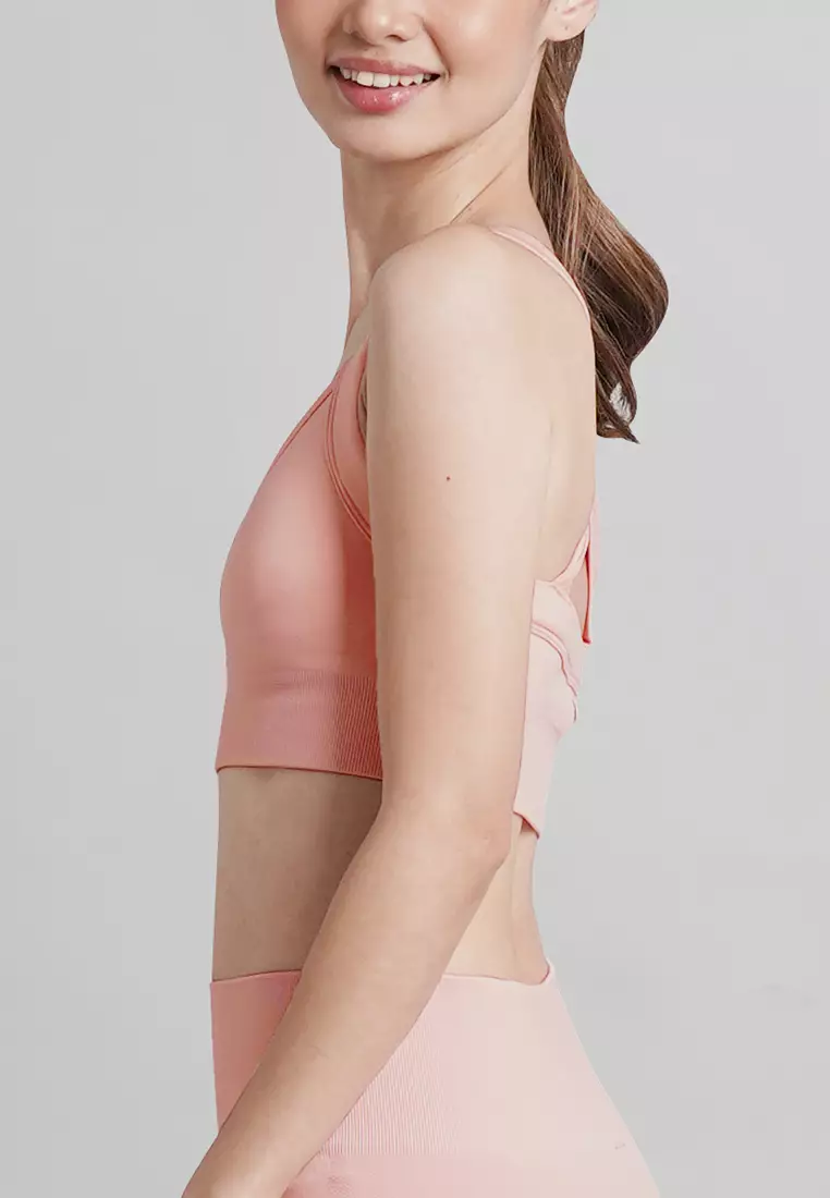 London Collection: Seamless Padded Cross Back Sports Bra
