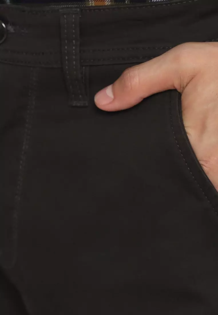 POLICE Celana Chino Panjang Dk.Coffee Cotton Premium Regular Fit Pria