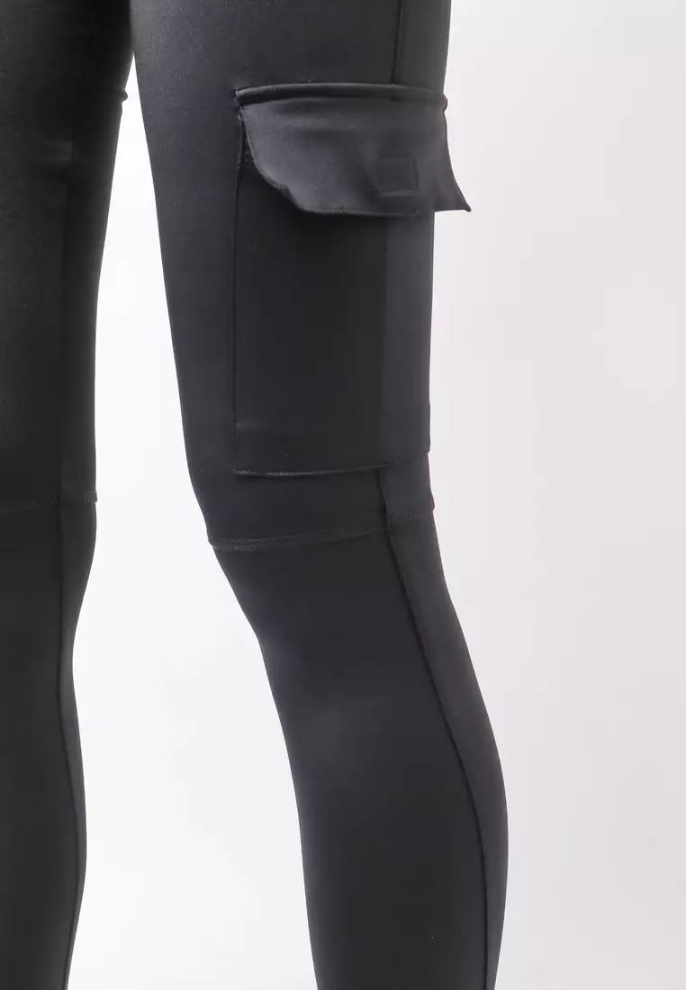 LB062 Celana Legging Yoga Berkantong Hitam