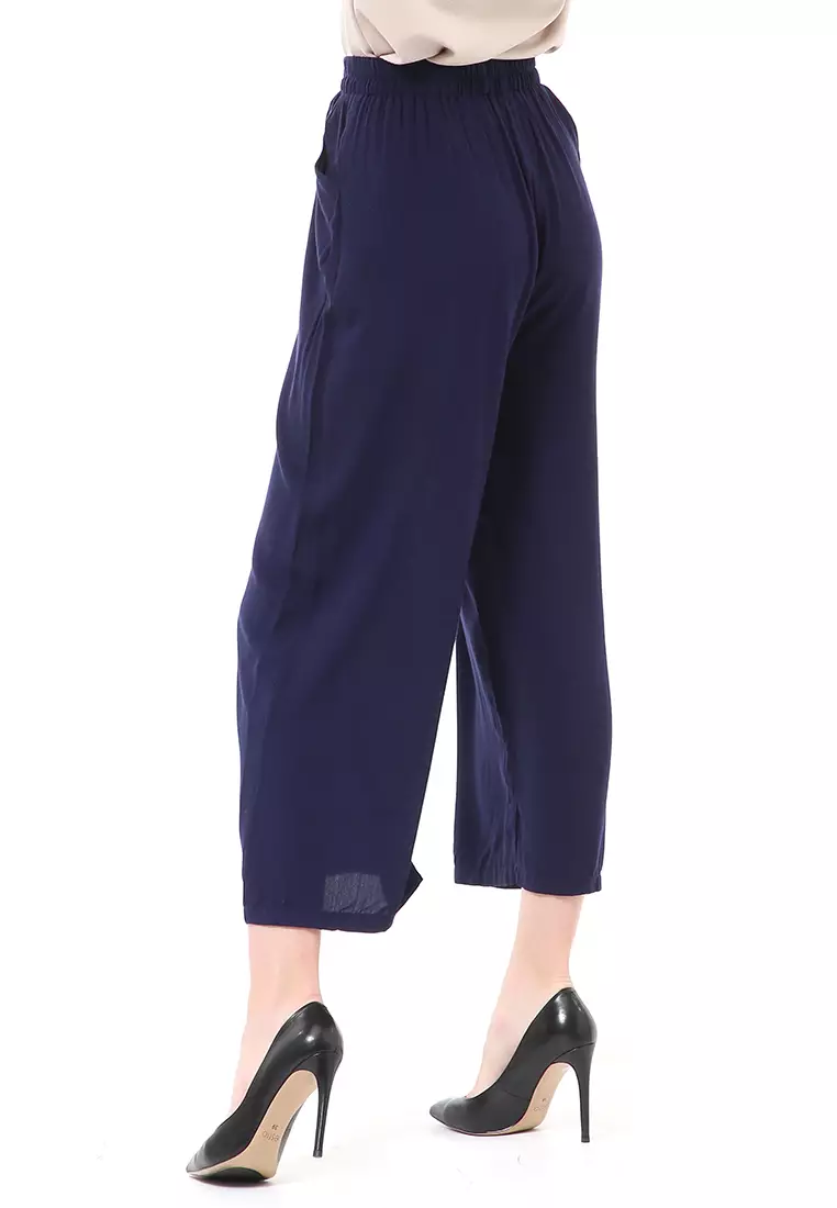 Stella Celana Panjang Casual Wanita Kulot Loose Pants Homewear Material Rayon ORIGINAL - Navy