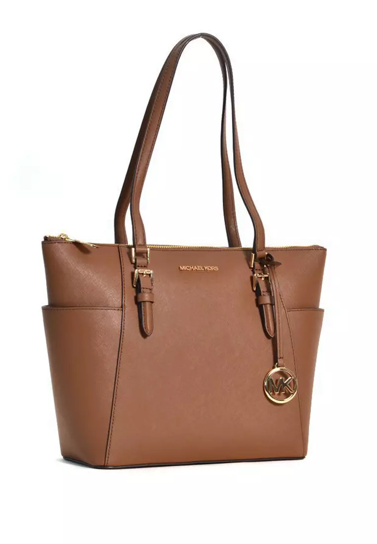 Michael Kors Charlotte Large Saffiano Leather Top Zip Tote Bag