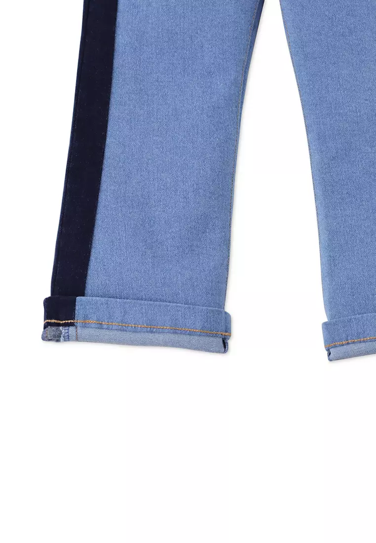 Girls 2-Tone High Rise Regular Flare Denim Pants