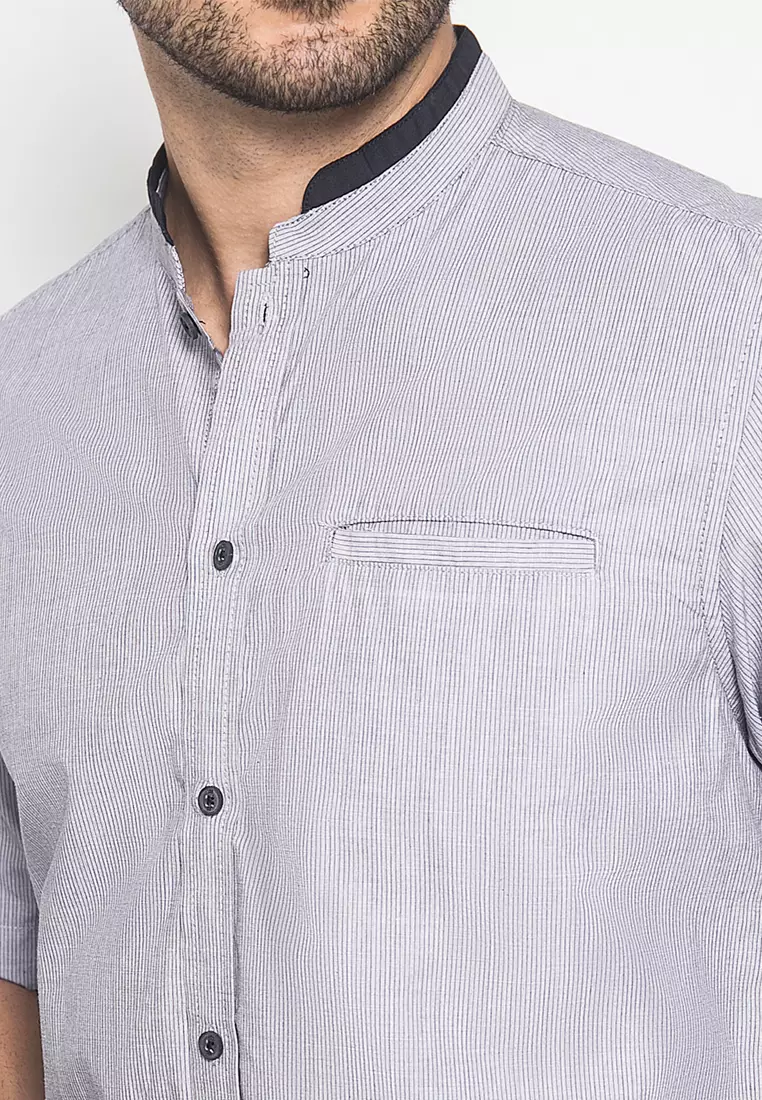 LGS - Baju Koko - Kemeja Koko - Koko Motif - Garis - Abu - Slim Fit - JSH.386.S1052KF.348.C