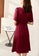 OUNIXUE red Temperament Solid Color Waist Dress 8CEE6AA5F73BD4GS_2
