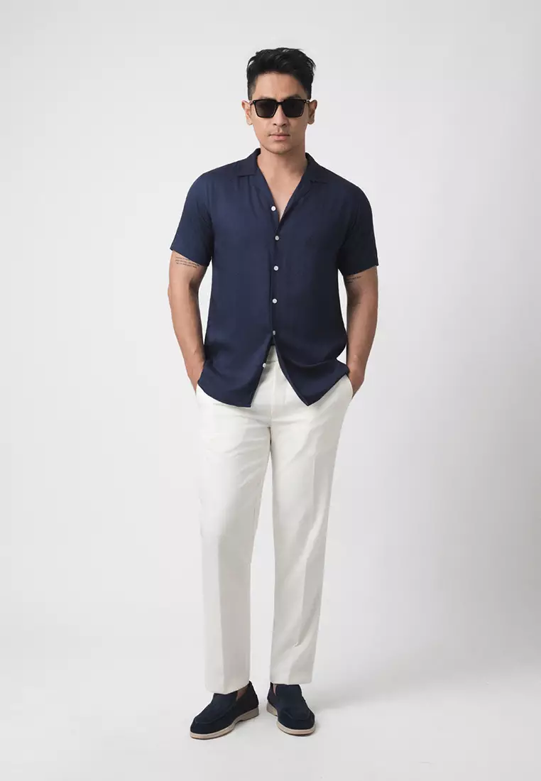 Cuban Solid Blue Casual Shirt