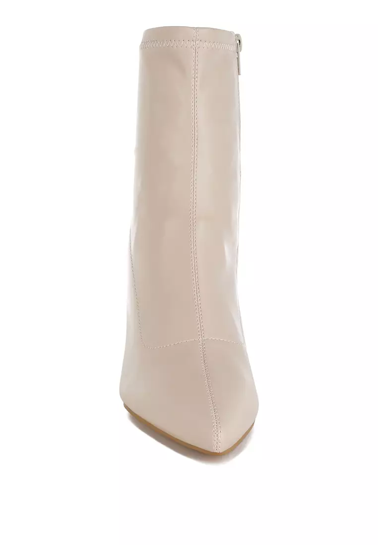 Stiletto Heel Sock Boots in Beige