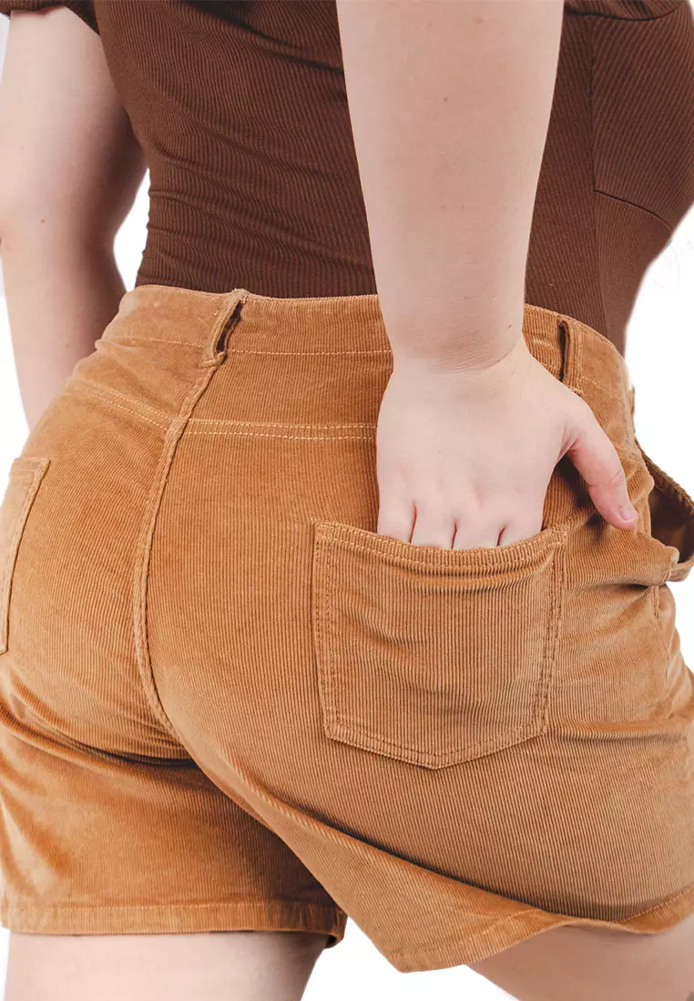 Mid Waist Corduroy Shorts