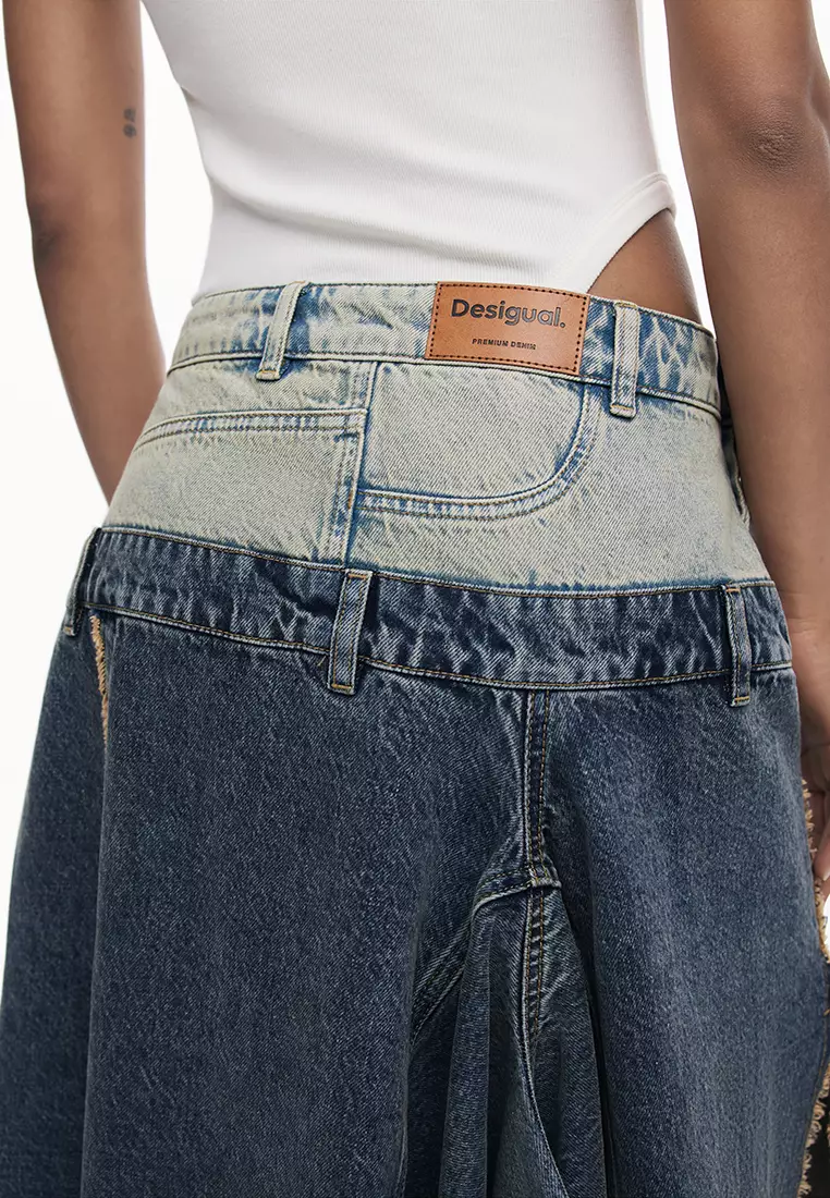 Long skirt with double waistband