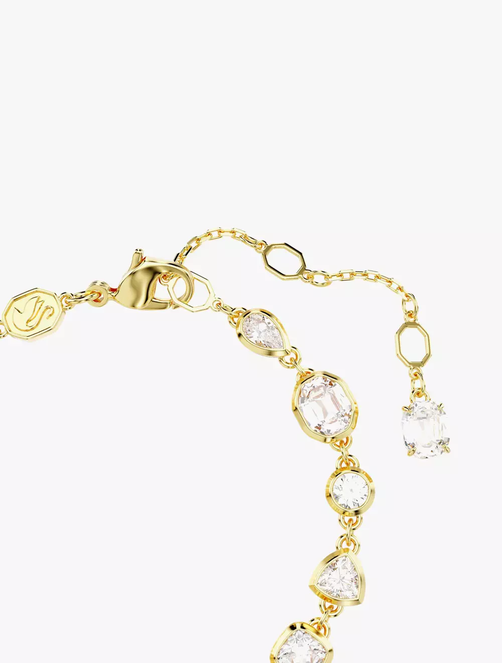 Imber Tennis bracelet, Mixed cuts, White, Gold-tone plated - M - WHITE