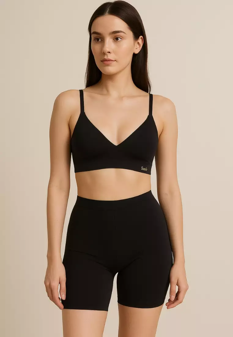 2 Pack Miranda Mid Rise Seamless Safety Shorts Panties in Nude and Black