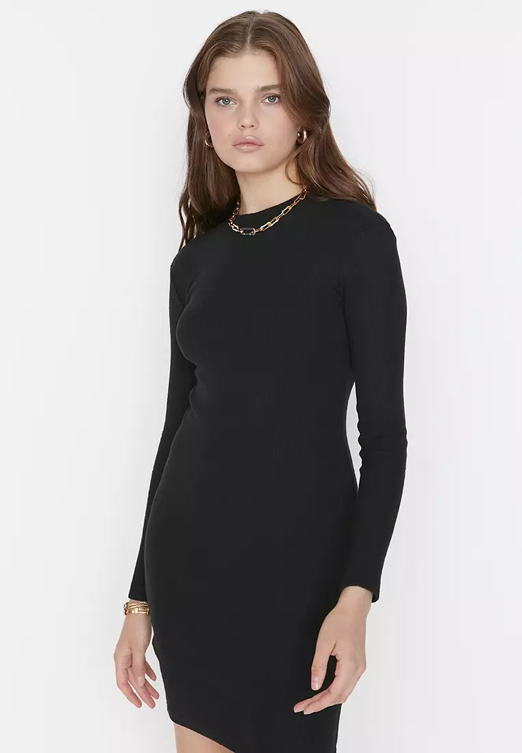 Long Sleeves Rib Dress
