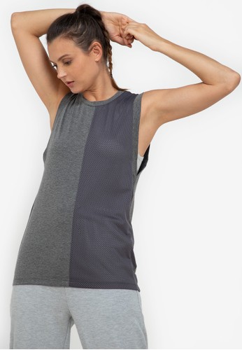 ZALORA ACTIVE grey Block Cutaway Tank Top 649CEAAA4CAB0EGS_1
