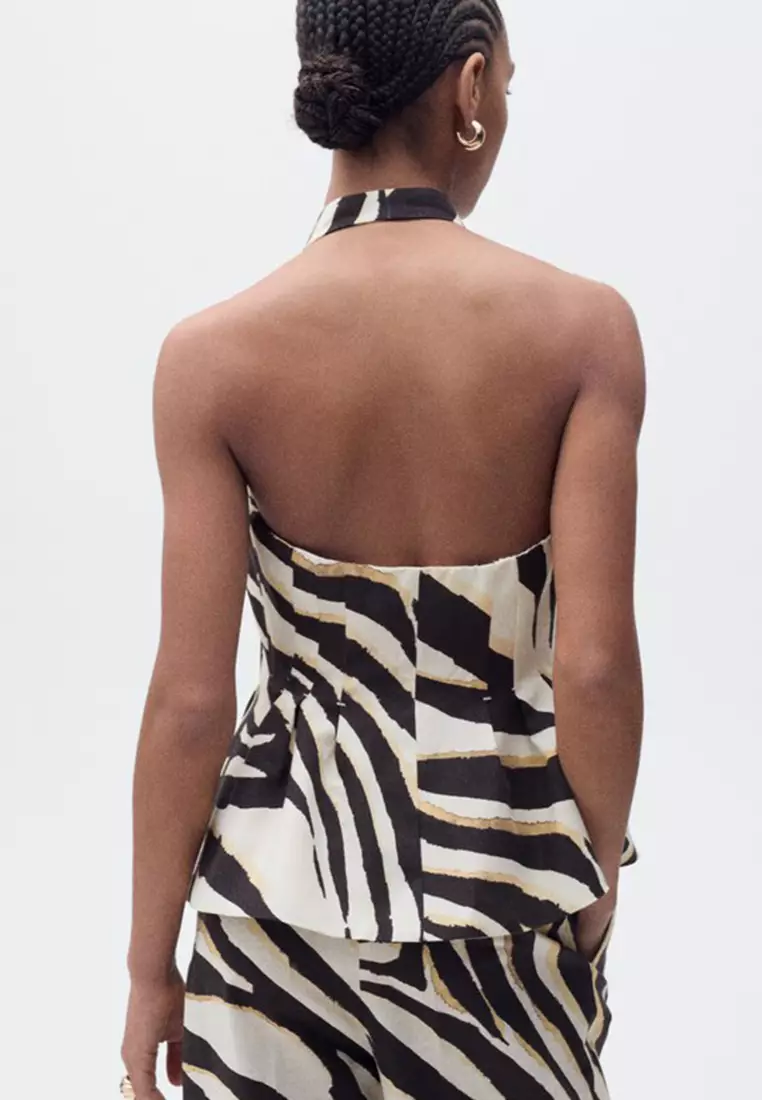 Zebra-Print Linen-Blend Waistcoat