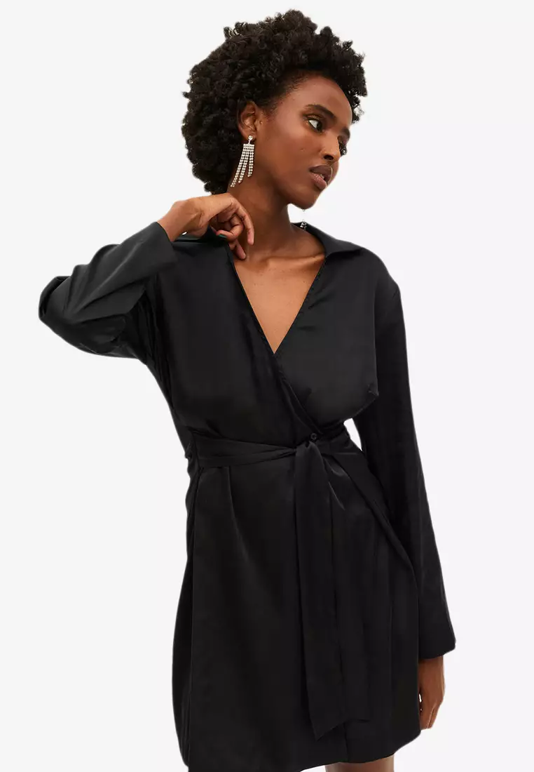 Monki velvet deals wrap dress