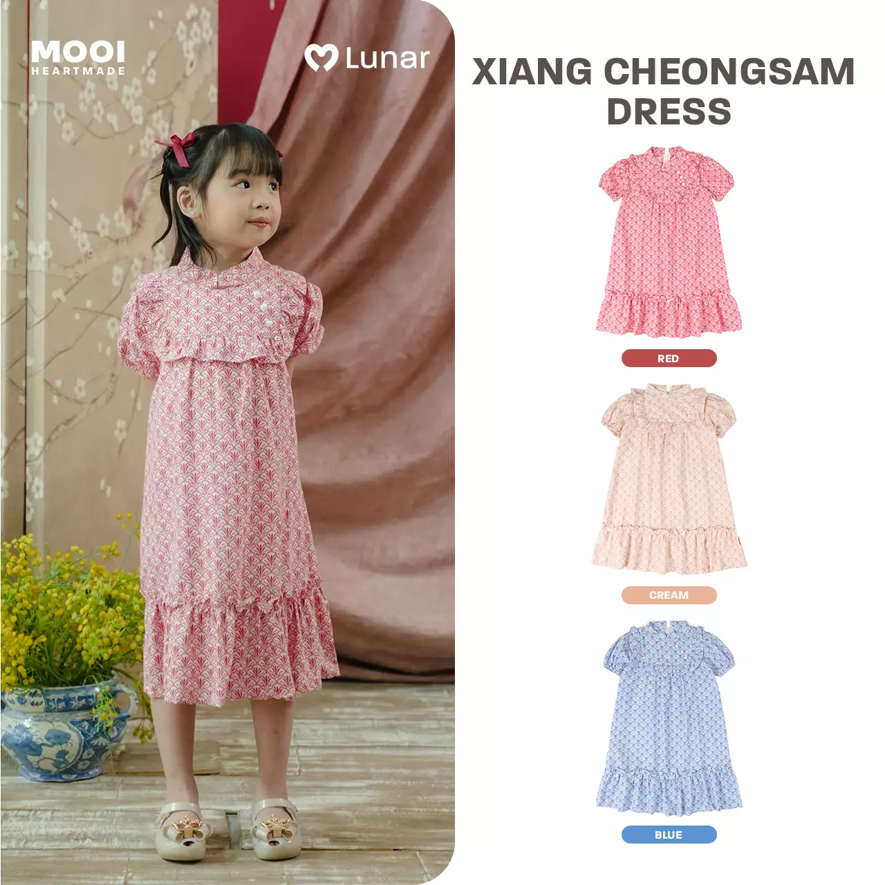 Mooi Dress Anak Perempuan Lunar Collection Xiang Cheongsam Dress - Blue