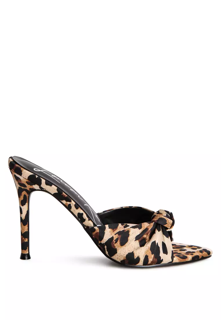 Discount on London Rag  shoes - SKU: Leopard Print Satin Knot High Heeled Sandals