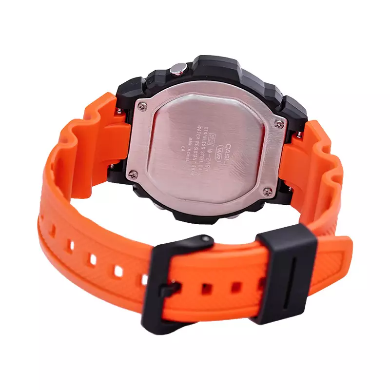 Jam Tangan Pria Digital Casio Standard W-219H-4AVDF W219 W-219H Orange Resin Strap