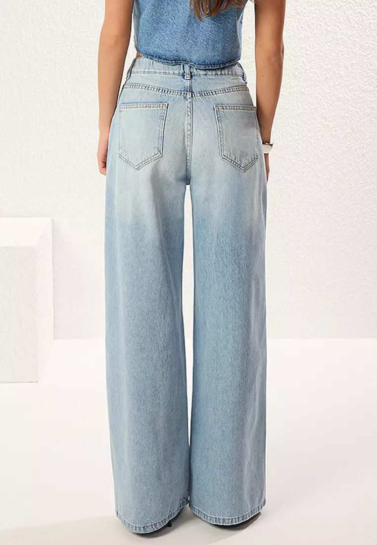 High Waist Extra Wide Leg Palazzo Jeans