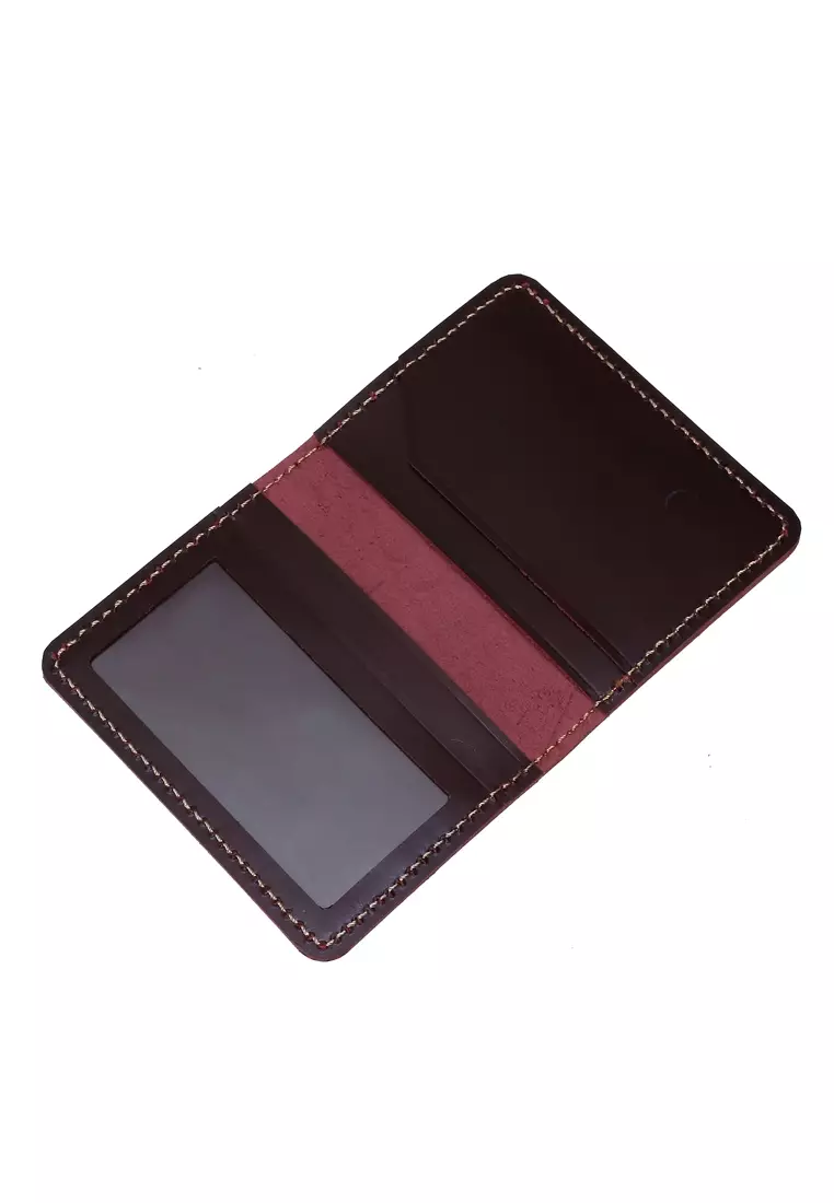Zackly Card Holder Wallet Kartu Slim Many Slot Handmade Material Genuine Leather 03 ORIGINAL - Red