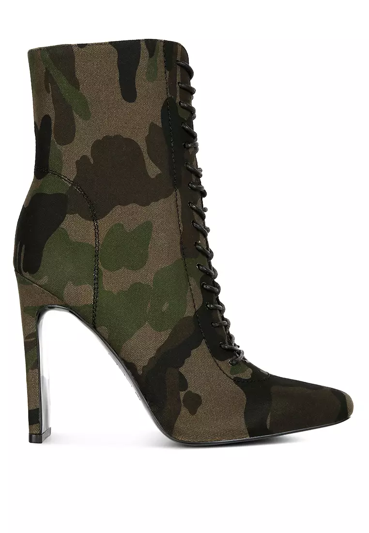 Camouflage high heel boots outlet