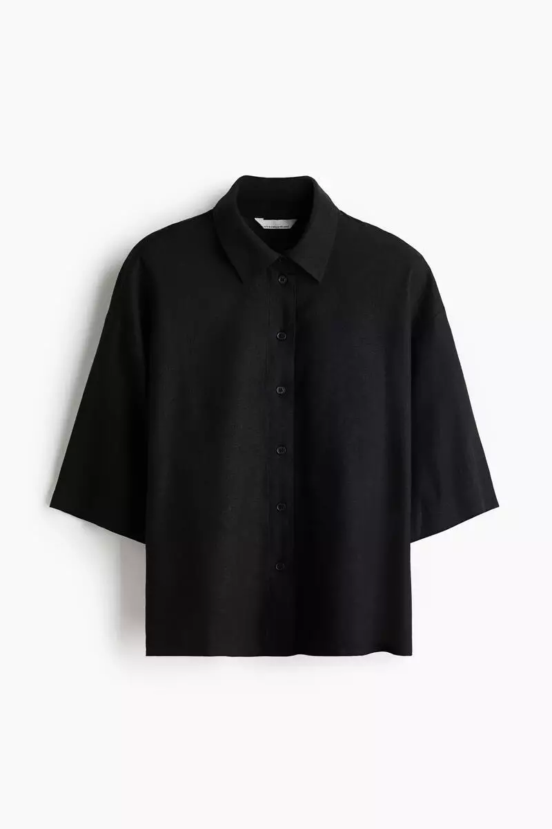 Oversized linen-blend shirt