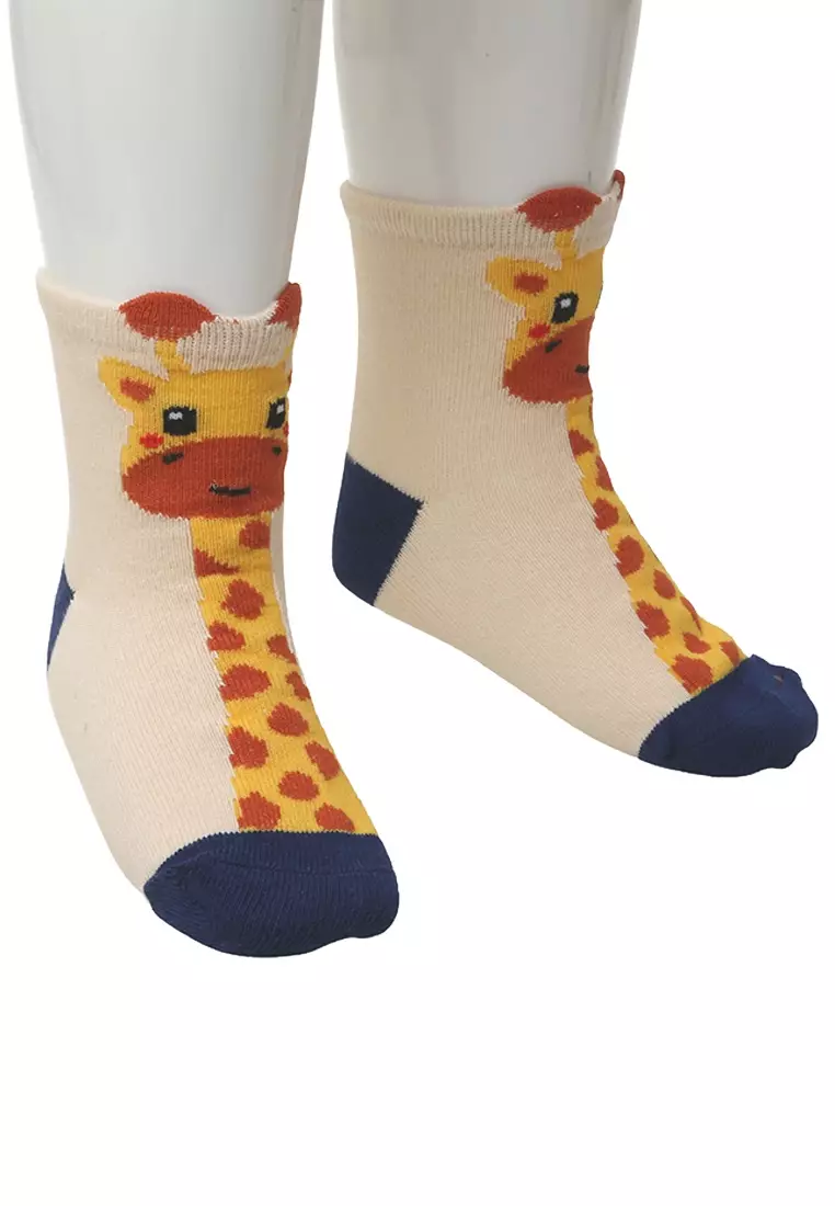 Axel Kaos Kaki Anak Pria Giraffe Motive Children's Socks Elastis Material Cotton ORIGINAL - Cream