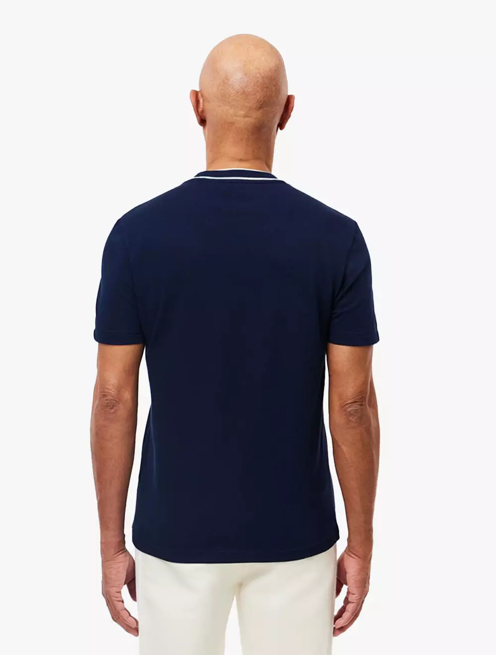 Stretch Piqué Stripe Collar T-shirt - BLUE